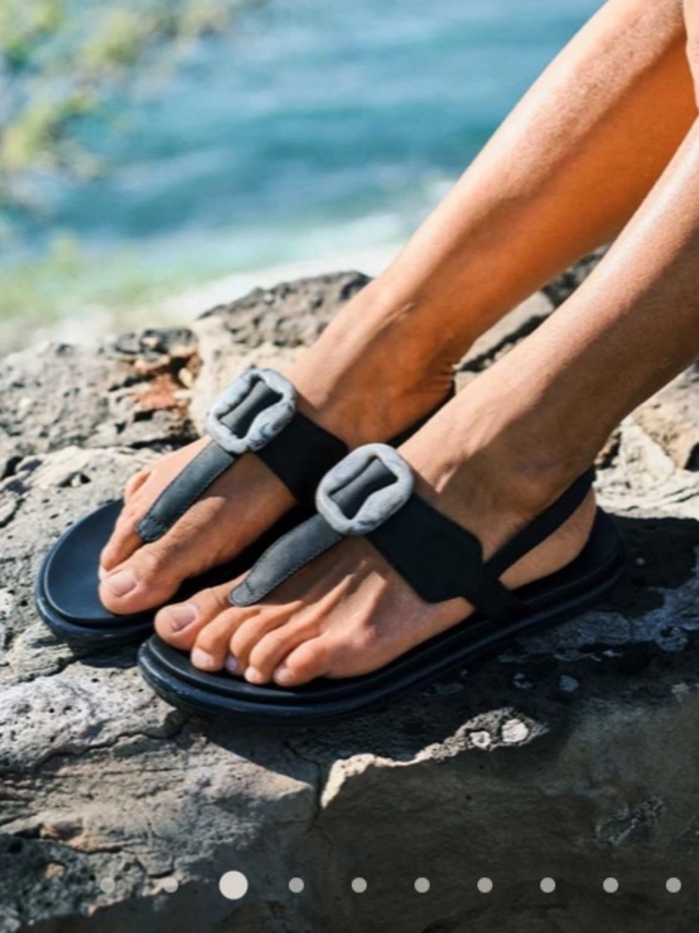 OluKai Women’s Black Buckle-Thong Sandals-La’i T-Bar